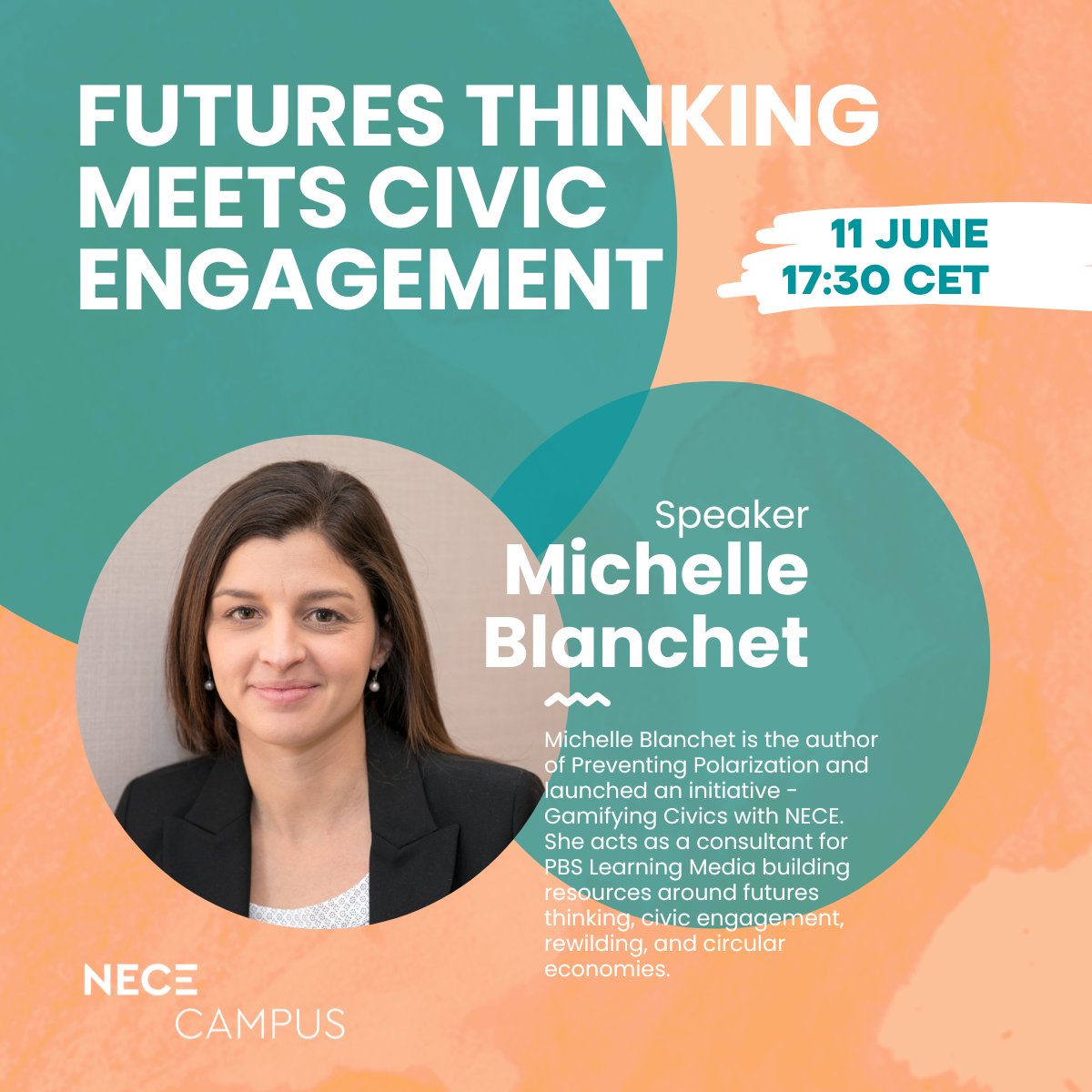 THE CIVICS Innovation Hub (@thecivics_) on Twitter photo Join us on June 11th at NECE Campus to explore #FuturesThinking in #CivicEducation! Inspired by PBS's "A Brief History of the Future," we'll discuss engaging citizens in democracy. Led by <a href="/mblanchet/">monique blanchet</a>, author of "Preventing Polarization." Sign up: app.guestoo.de/public/event/0… Join us on June 11th at NECE Campus to explore #FuturesThinking in #CivicEducation! Inspired by PBS's "A Brief History of the Future," we'll discuss engaging citizens in democracy. Led by <a href="/mblanchet/">monique blanchet</a>, author of "Preventing Polarization." Sign up: app.guestoo.de/public/event/0…