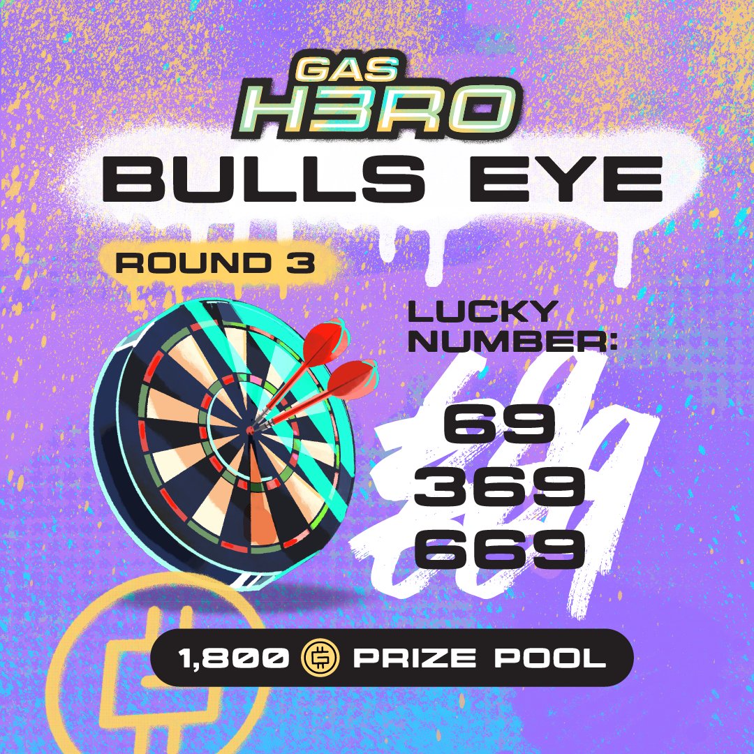 Gas Hero Bulls Eye Event 🎯

We have 3 new Lucky Numbers for this week’s #GasHero Bulls Eye Event! Plus, check out the new Hero Mountain prize structure! 👀

Enter now:
🔸 Like and Retweet this post.
🔸 Follow @GasHeroOfficial and @FSLWeb3.
🔸 Play Hero Mountain this week and