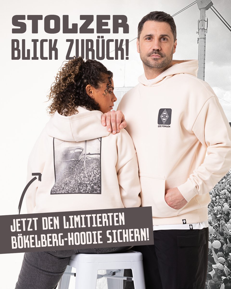 🔥 Sichert euch jetzt zum Jubiläum den limitierten 'Bökelberg-Hoodie' im FohlenShop! 👉 go.borussia.de/TWBoekelbergHo…