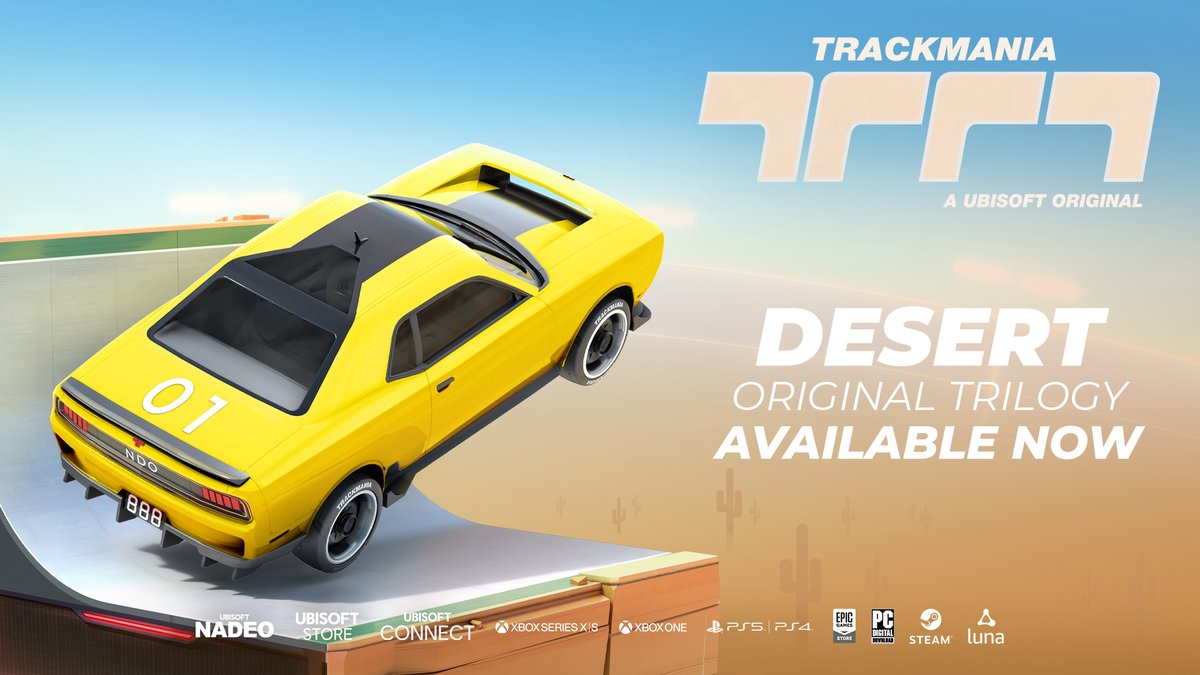 The Desert car is now available in Trackmania. Drive the new car in the latest Discovery campaign, and use the 70 new items to decorate your own tracks. 🏜️ More information ➡️ trackmania.com/news/8097