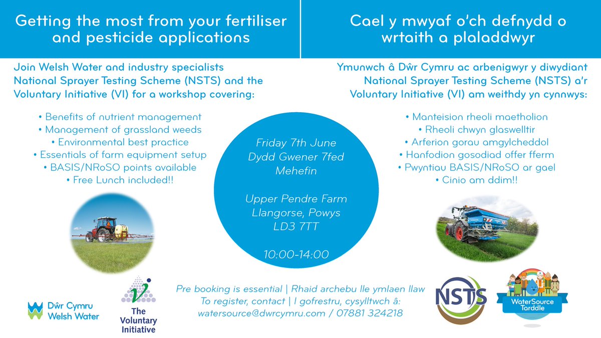 To get the most from fertiliser &amp; pesticide &amp; maximise crop yield come along to our free workshop - details below
I gael y gorau o wrtaith a phlaladdwr a cael y mwyaf o'ch cnwd dewch draw i'n gweithdy rhad ac am ddim - manylion isod