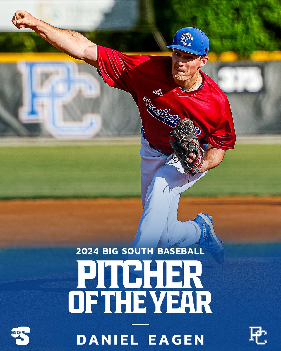 𝟮𝟬𝟮𝟰 𝗣𝗜𝗧𝗖𝗛𝗘𝗥 𝗢𝗙 𝗧𝗛𝗘 𝗬𝗘𝗔𝗥 ⚾️

🏆 Daniel Eagen, <a href="/BlueHoseBSB/">Presbyterian College Baseball</a>

#BigSouthBase x #BigSouthAwards