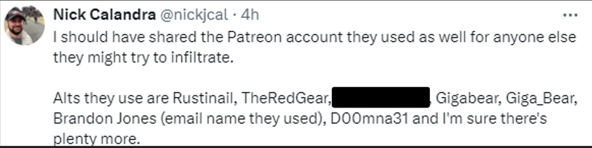 I just got Doxed. My family has been doxed.

Second Wind and former EIC of Escapist, Nick Calandra @jnickjcal, has weaponized his Discord server and is encouraging his thousands of patreon supporters to dox me.

They did.

And unlike certain other journalists who don't post