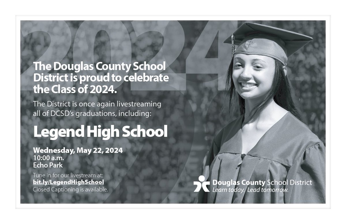 Congratulations Class of 2024 graduates! 🎓 🎉 Starts in one hour! Legend High School Wednesday, May 22 at 10:00 a.m. EchoPark Stadium Livestream link: pulse.ly/zmyzpu97nt Find all 2024 Graduation Ceremony information at pulse.ly/kf15bft8wy