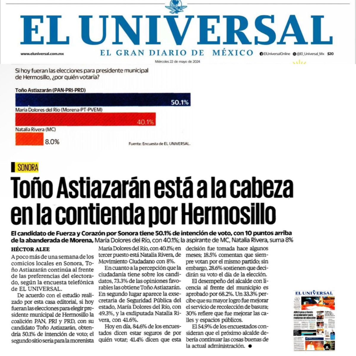 ¡QUE LA H SUENE MÁS FUERTE QUE NUNCA! Cada vez está más cerca el mejor Hermosillo de la historia, sigamos juntos y en equipo construyendo más cambios para crecer más y vamos todos este 2 de junio a votar.