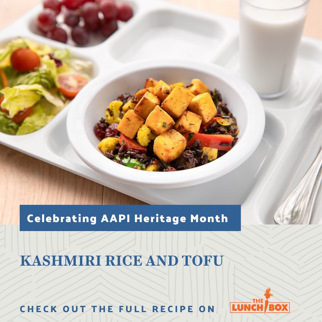 In honor of #AAPIMonth, we're excited to share our tasty school food recipe for Kashmiri Rice and Tofu. This recipe is an excellent option for school districts looking to add more plant-forward options to their menu. Find the school food recipe here: thelunchbox.org/recipes-menus/…