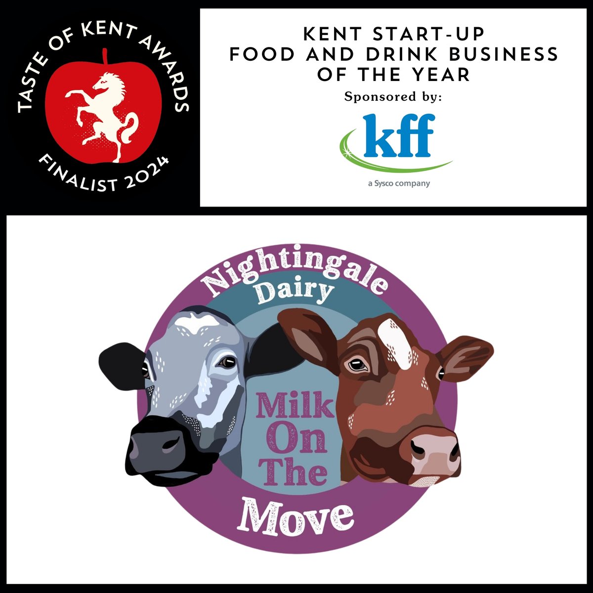 Kent Start-up Food and Drink Business of the Year, sponsored by: @kff_Online The finalist is: Nightingale Dairy, Alkham Discover the other finalists on the news page, or come & see them at the Food & Drink festival on 13th June, Canterbury – buy tickets: ow.ly/hqIj30sCtFi