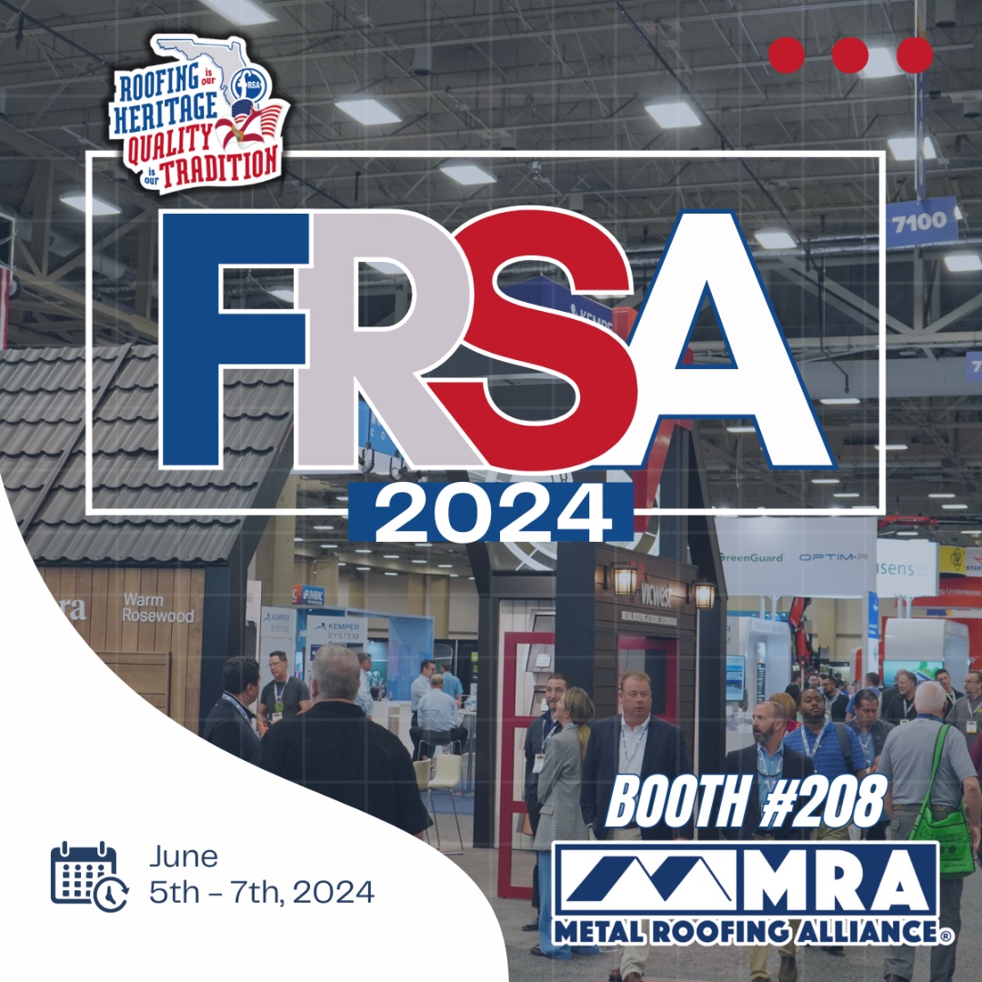 FRSA 2024 is approaching so mark it on your calendars to stop by MRA's booth #208 while there! See everyone there👋

#FRSA #metalroofing #metalroof #residentialroofing #roofingexperts #homerestoration #newroof #metalroofingfacts #homeimprovement #roofers #construction #roof