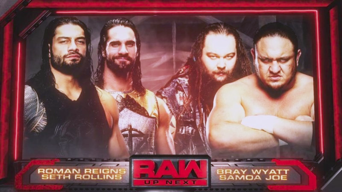 5/22/2017 Bray Wyatt & Samoa Joe defeated Roman Reigns & Seth Rollins by submission on RAW from the Van Andel Arena in Grand Rapids, Michigan. #WWE #WWERaw #BrayWyatt #SamoaJoe #RomanReigns #SethRollins #TheShield