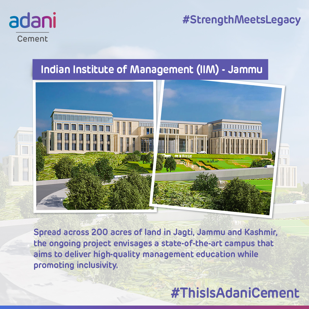 The new campus of Indian Institute of Management (IIM) - Jammu, is being built to instil high-quality management education while creating an inclusive space for students. #ThisIsAdaniCement #BuildingNationsWithGoodness #GrowthWithGoodness #AtmanirbharBharat #StrengthMeetsLegacy
