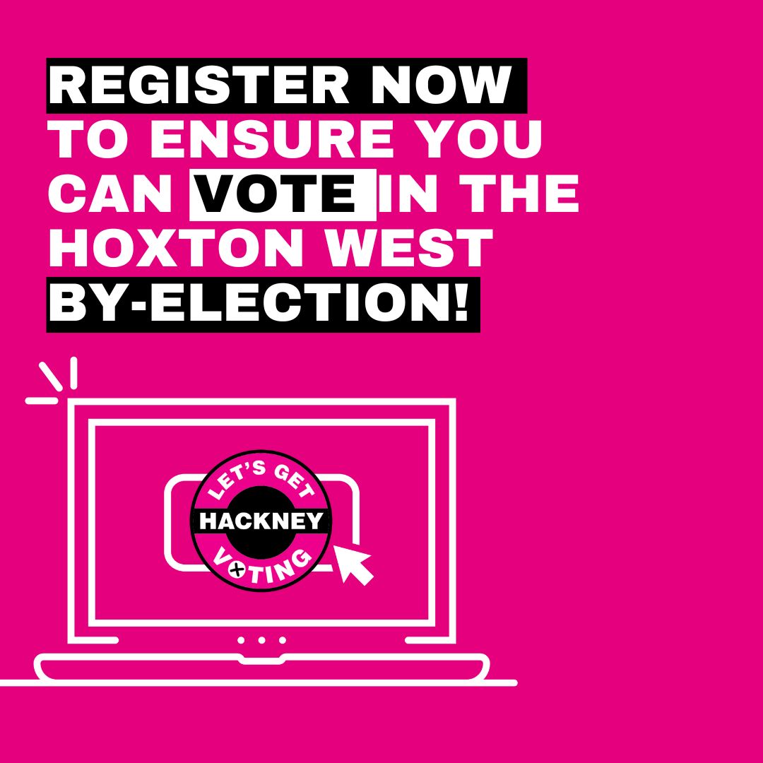 🗳️ A by-election for a new Hoxton West ward councillor will take place on Thursday 27 June. Register now to ensure you can vote: orlo.uk/YPjPi Let's #GetHackneyVoting