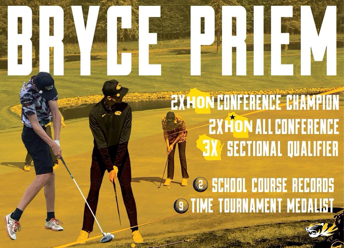 Congratulations to Bryce Priem on an astounding high school career.

Bryce was a 2-time Hon Conference Champion, a 2-time All-Conference Team member, a 3-time WIAA Sectional Tournament Qualifier, holds 2 course school records and medaled in 9 events in his career. 

#TigersGolf