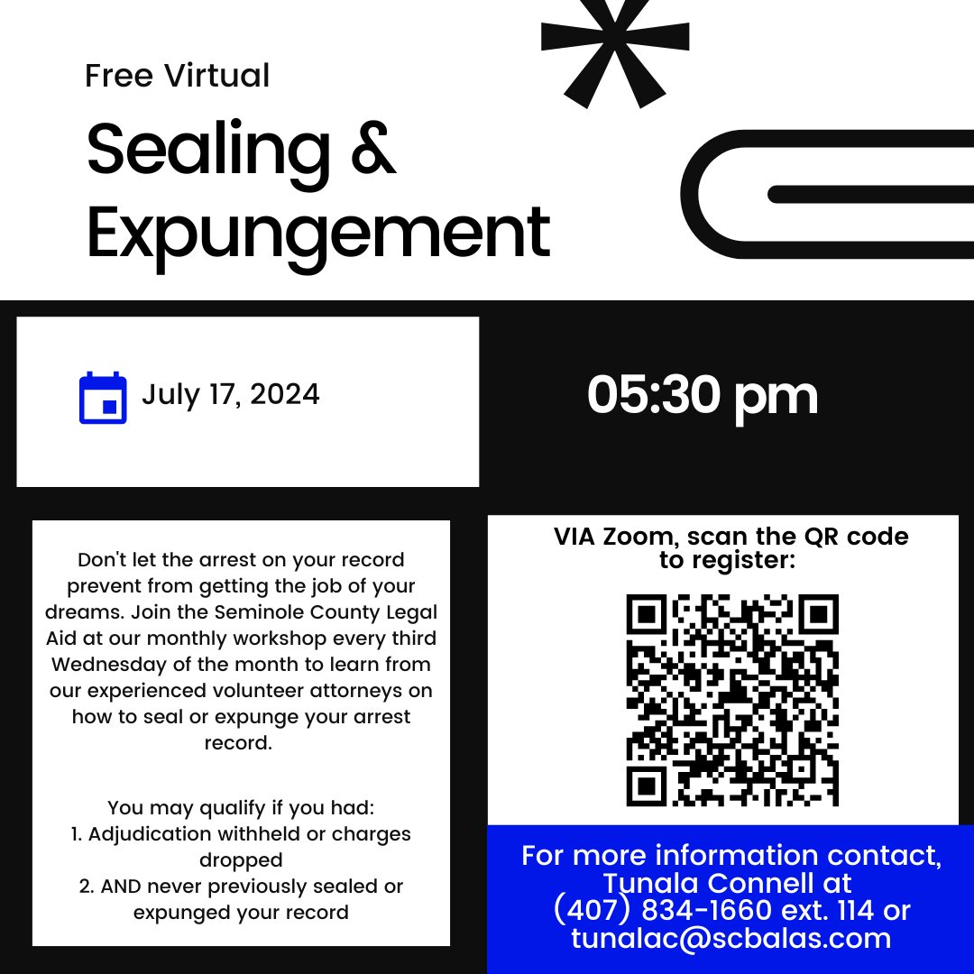 Everybody makes mistakes, but yours' shouldn't have to follow you around forever. Join us at Sealing and Expungement to learn about how to clear an arrest from your records #ClearYourRecord #arrested #sealing #FreeLegalAid #FreeWorkshop #FreeLegalAid