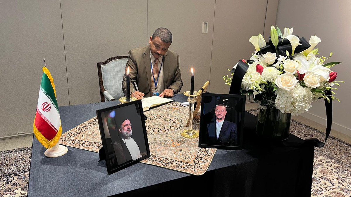 SoberonGuzman's tweet photo. Esta mañana acudimos a la Misión Permanente de Irán para firmar el libro de condolencias abierto por el fallecimiento del presidente Ebrahim Raisi, el canciller Hossein Amir-Abdollahian y sus acompañantes.

Trasladamos el más profundo pesar de parte del pueblo y gobierno cubanos. https://t.co/3UQGrlKPEW