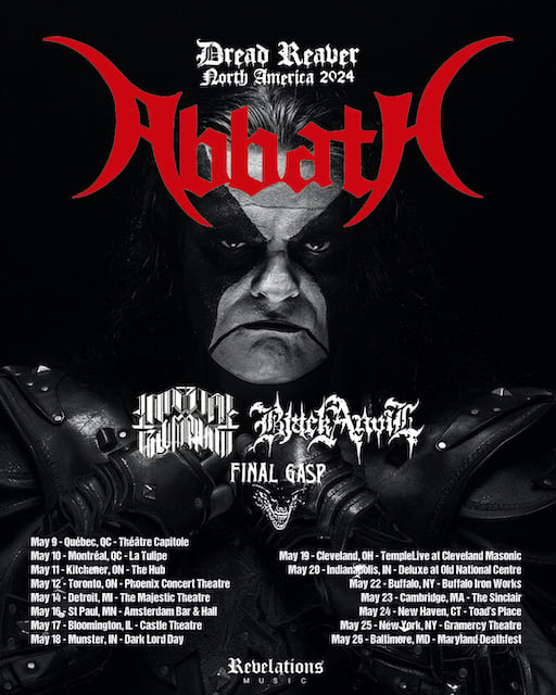 MetalTitans's tweet photo. .@abbathofficial
#DREADREAVERNORTHAMERICATOUR
With: @imperialnyc / @BlackAnvil / #FinalGasp

Today: May 22 Buffalo, NY - Buffalo Iron Works https://t.co/moyiNlt5CE