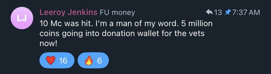 USAonBase's tweet photo. In the last 12 hours..
@jessepollak joined the TG and purchased some $USA.
We hit an ATH of 10m.
As promised a supporter donated 5m USA.
We currently have 35m USA in the donation wallet, which has a current market value of over $300,000. 
We are making @base history!!! #based https://t.co/BE4IyXJFYK