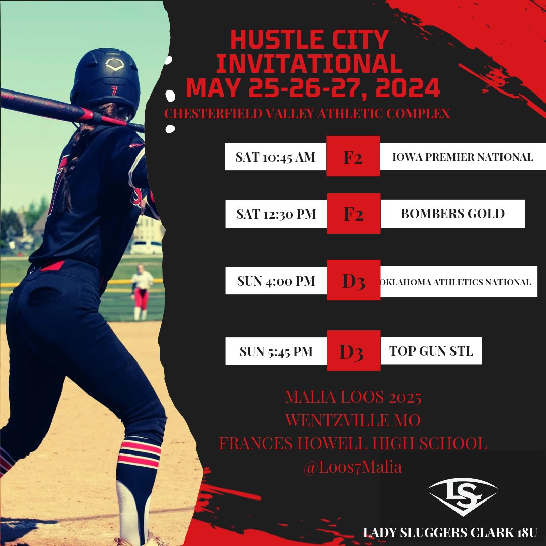 This weekends schedule 👀 <a href="/ClarkSluggers/">Louisville Sluggers - Clark</a> <a href="/HowellSoftball/">Francis Howell Vikings Softball</a> <a href="/TopPreps/">TOP PREPS @TopPreps | X | Sports News & Recruiting</a> <a href="/ExpoRecruits/">Expo Recruits</a> <a href="/QrRecruiter/">QR RECRUITER</a> <a href="/UncommittedUTR/">Under The Radar 𝕏</a> @DRecruits1 <a href="/d1fastpitch1/">D1 Fastpitch</a> <a href="/D1Softball/">D1Softball</a>