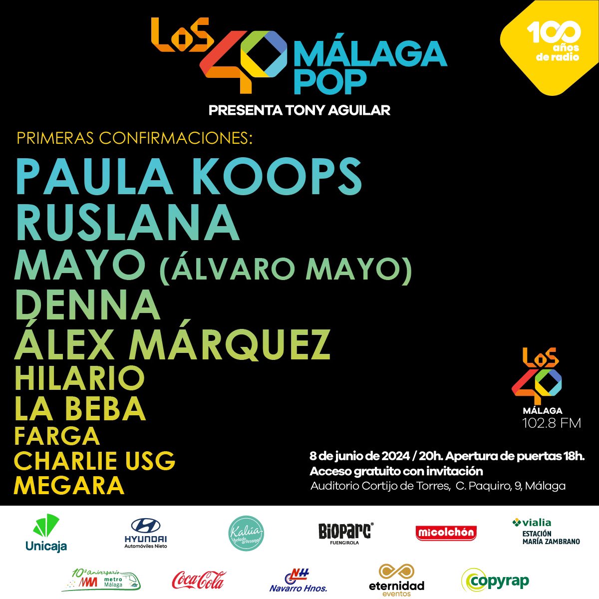 PRIMER@S CONFIRMAD@S 🔴 #Los40MálagaPop 2024. Muy pronto invitaciones gratuitas. Sigue atent@ a @los40malaga para más info 📻🎶 @LOS40AND