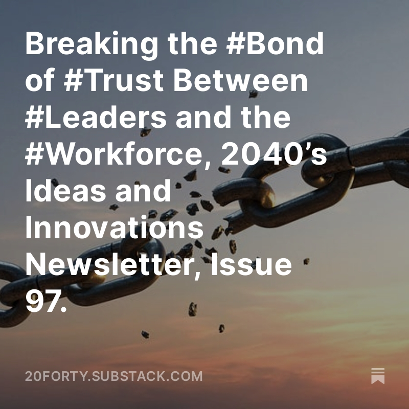 Check out this article on how the #Bond of #Trust Between #Leaders and the #Workforce is being broken. Discussing the impact of #confirmationbias, the importance of #seeingisbelieving, and the need for #transformation in #businessstrategy. #workforce2024
bit.ly/3xXgjaB