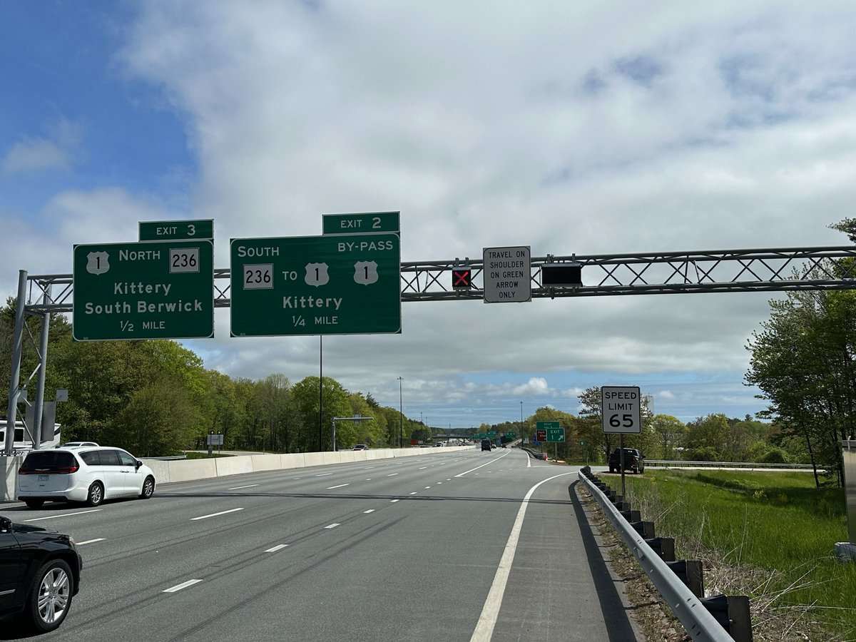 A new part-time shoulder use system is now operational on part of I-95 in Maine and New Hampshire. Find more information (including an illustration) here: maine.gov/tools/whatsnew…