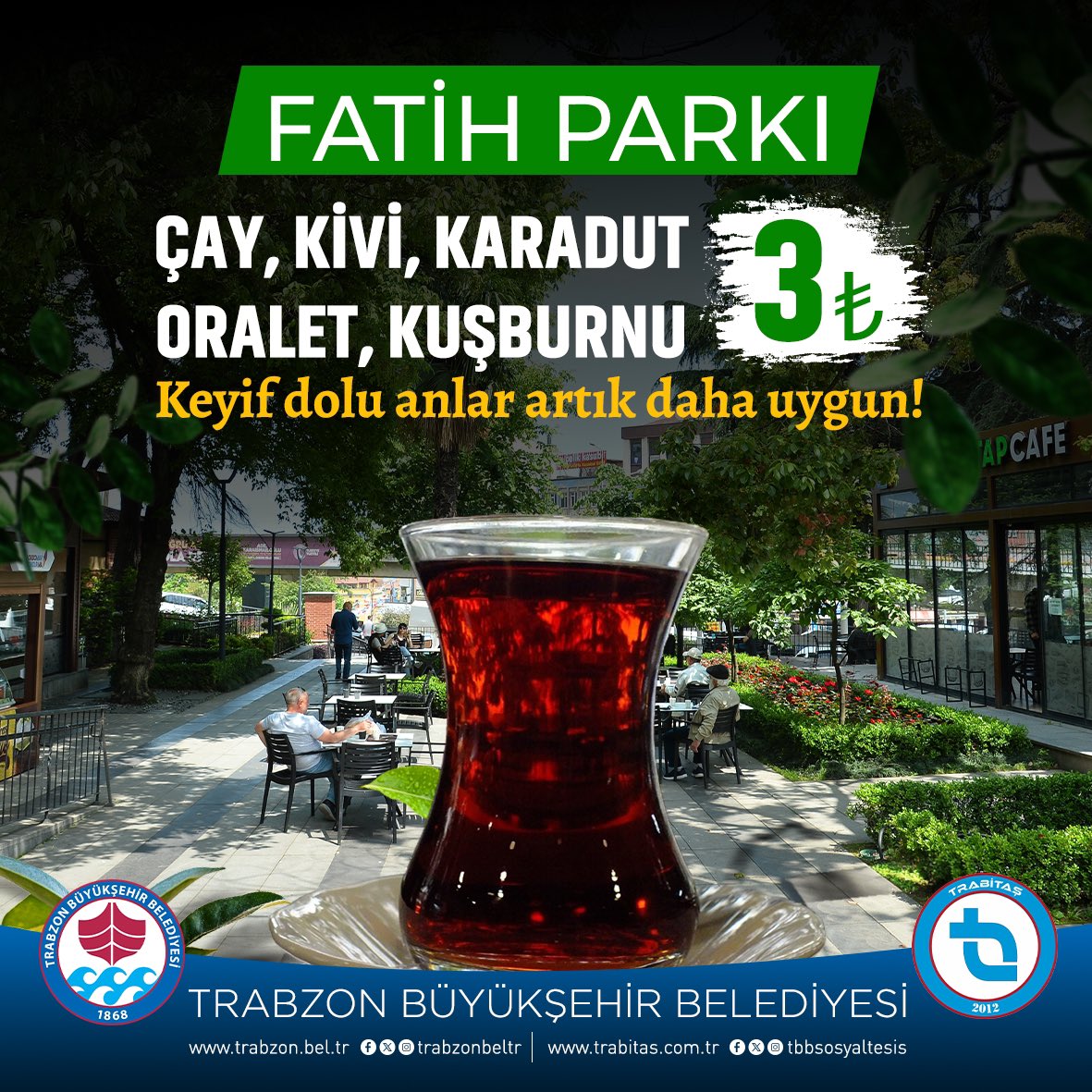 Çay deyince demlik ve bardaktan ötesini görenlere selam olsun…☺️ Fatih Parkı’na bekleriz…☕️