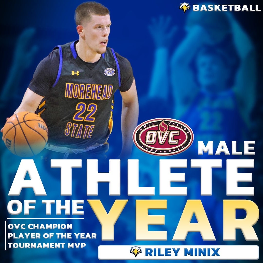 𝗢𝗩𝗖 𝗠𝗮𝗹𝗲 𝗔𝘁𝗵𝗹𝗲𝘁𝗲 𝗼𝗳 𝘁𝗵𝗲 𝗬𝗲𝗮𝗿‼️🏀 Congrats to Riley Minix (@MinixRiley) on being named the top OVC Male Athlete for 2023-24. He averaged 20.9 points and 9.7 rebounds/game as MSU won a share of the OVC regular season title and claimed the 2024 OVC