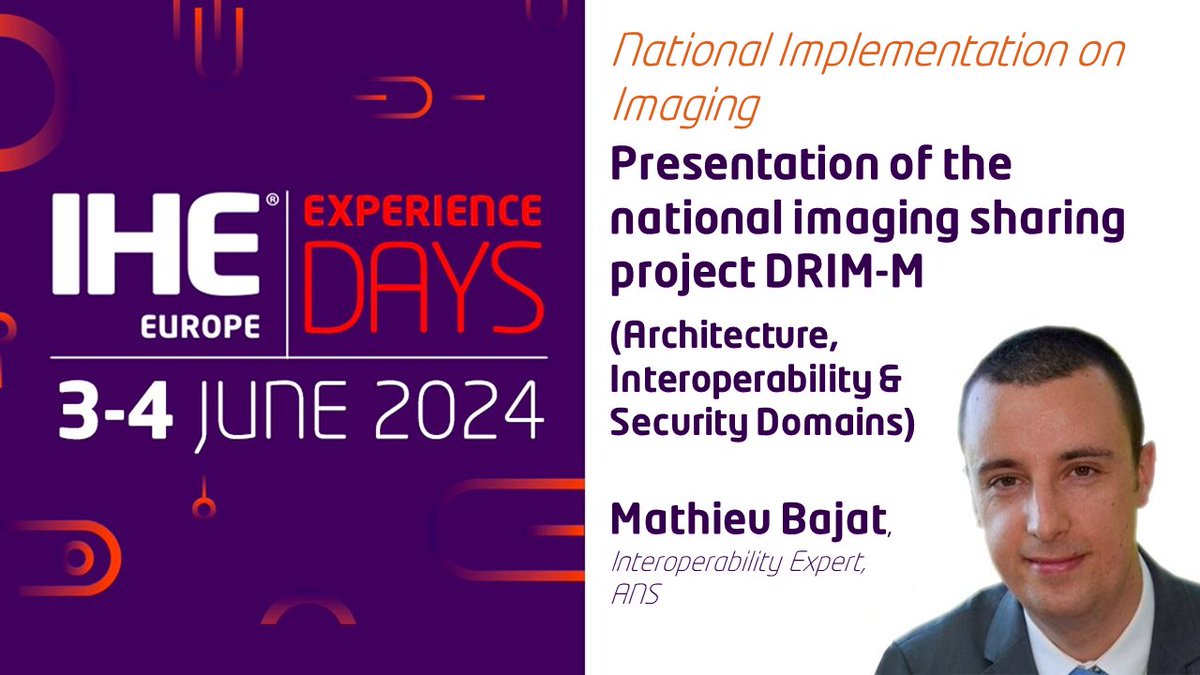At the Experience Days, don't miss the demonstration and presentation of the national imaging sharing project, DRIM-M (Data Radiology Medical Imaging &amp; Nuclear Medicine). Make sure to join the session, only 2 weeks to go: connectathon.ihe-europe.net/ihe-europe-exp…