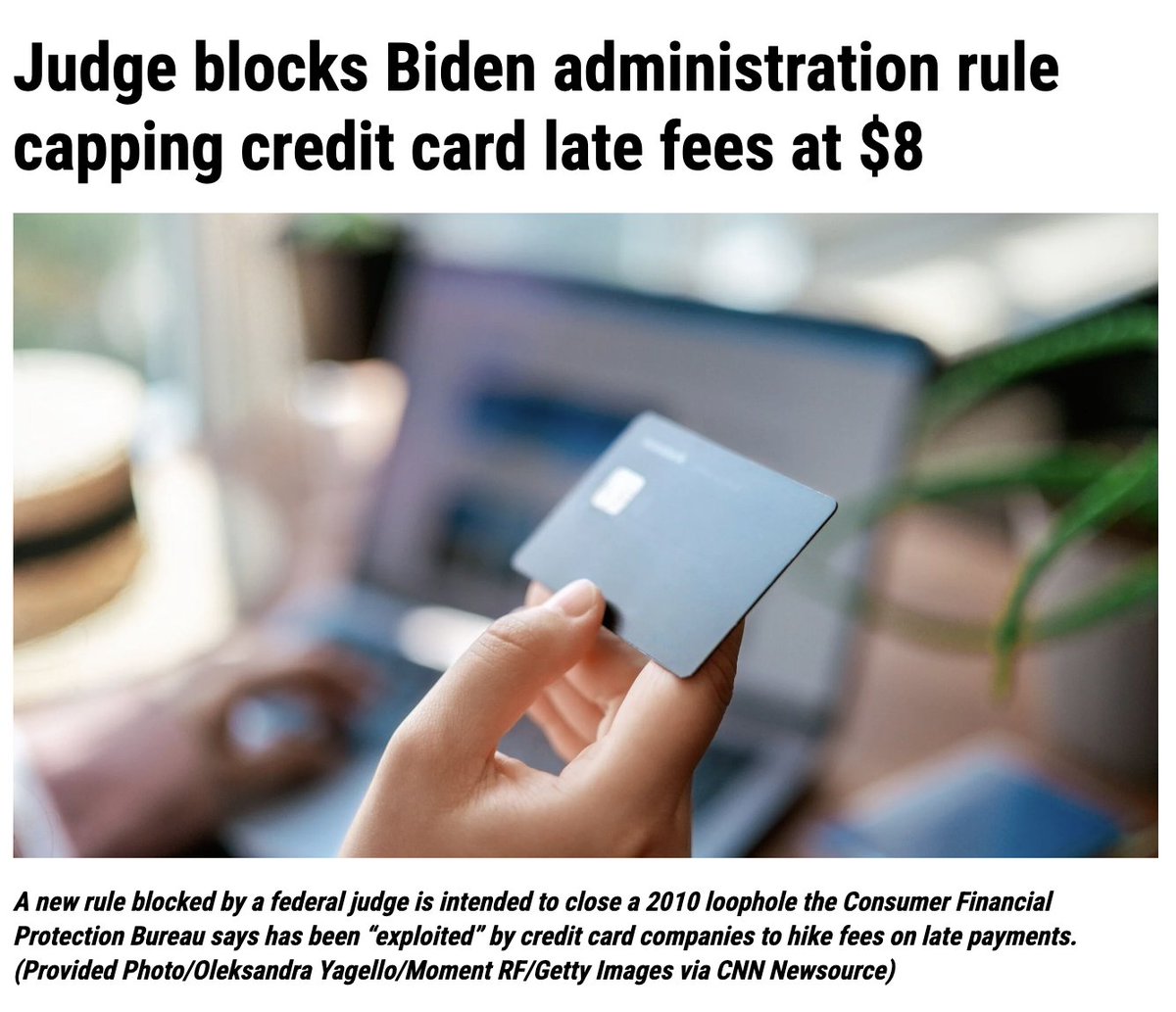 A Trump-appointed judge in Texas shot down President Biden's effort to cap credit card fees, a move that would save consumers about $10 billion per year. Elections matter.