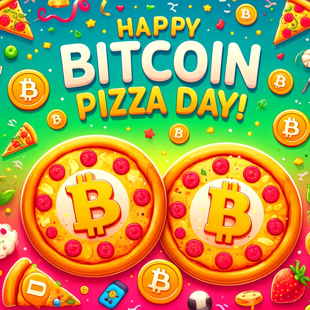 🍕🎉 Happy Bitcoin Pizza Day! 🎉🍕 Today marks the anniversary of the first  real-world Bitcoin transaction—10,000 BTC for two pizzas! Discover the  story behind this historic moment and the rise of Bitcoin: