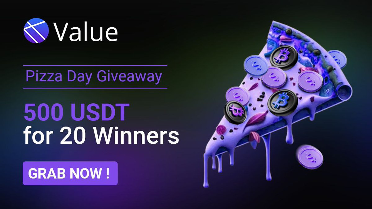 🍕 BTC Pizza Day Giveaway Alert! 🍕🥳 🏷️ Reward Giveaway : 500 USDT For 20 Lucky Winner! ➡️ Register : x.com/valu_so/status… ➖ Follow on X @valu_so ➖ Retweet this tweet + Tag 3 friends in the quote ➖ Join Telegram : t.me/valu_so ➖ Done 📆 Draw time: May 25th at