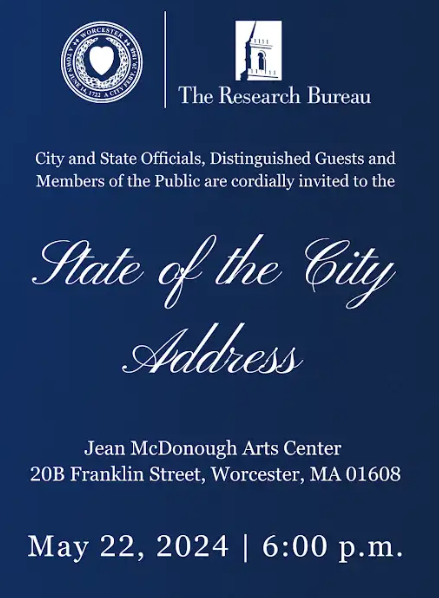 6PM today at JMAC: 'State of the City' address by @CM_Batista; dance performance by @BGCWorcester1, and reception (sponsored by @TweetWorcester @WRRBureau).