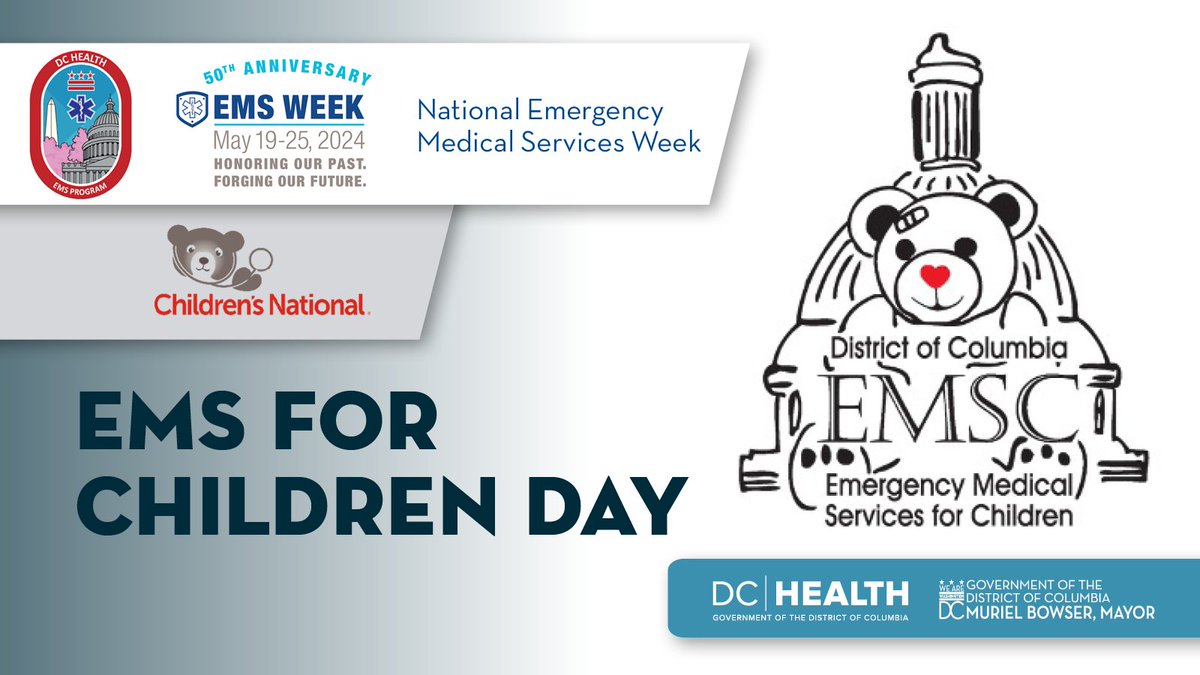 DC Health’s EMS Program is excited to celebrate EMS for Children Day within the District of Columbia in collaboration with our partners at Children’s National Hospital (@ChildrensNatl). Visit emsweek.org/2023/03/12/ems… for more. #EMSWeek2024