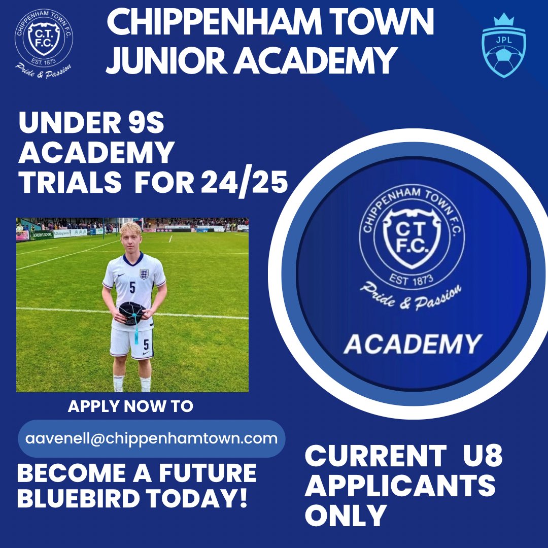 Current U8s Academy Trials (Under 9 for next season), ready to go! Please email aavenell@chippenhamtown.com for more information! 🔵🐦 @ChipTownFC @ChipTownAcademy
