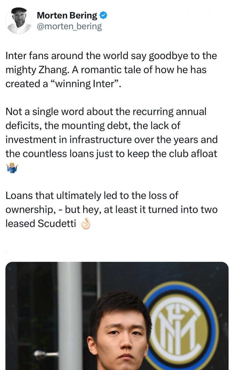 🎣⚪️⚫️
The fishing rod has been thrown, good old Juventino Morten Bering (might remember him?) has deep dived into Suning and Inter, and has the big financial overview for us. 
Let’s join him, and go through his points, one by one – in a little Juventus perspective as well. 
>