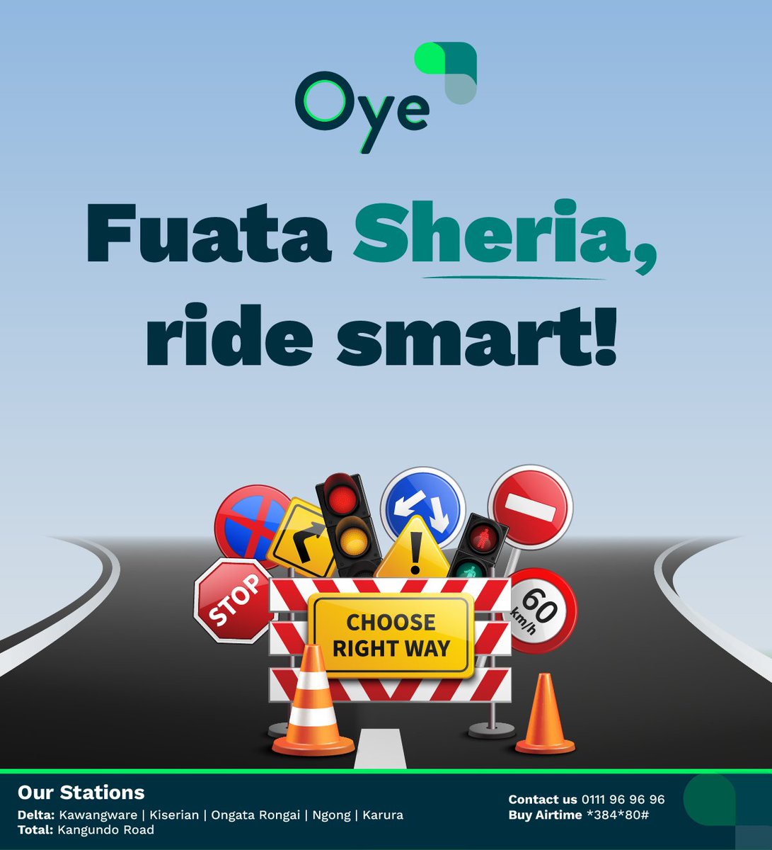 Usiweke maisha yako hatarini. Fuata #sheria barabarani ufike salama. Following #traffic #rules keeps everyone safe; you, your passengers & the pedestrians. ️ Let's make our roads safer, together! #OYEKenya #RideSafe #SafeBodaRiding #KenyaRoadSafety #NTSA @ntsa_kenya