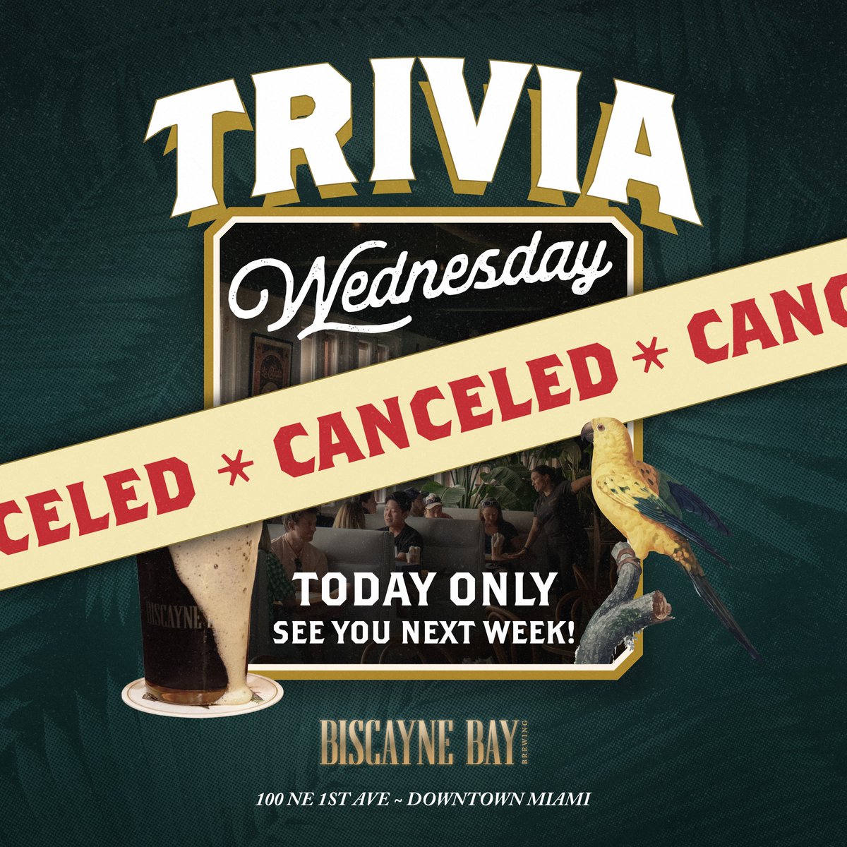 Trivia night is canceled TODAY ONLY due to a private event, but don't worry! We'll be back next week for more fun and games! 🎲 🕺 #thingstodoinmiami #thingstodoindowntownmiami #HappyHourMiami #brickellliving #downtownmiami #thingstodoinbrickell #IndependantBrewery