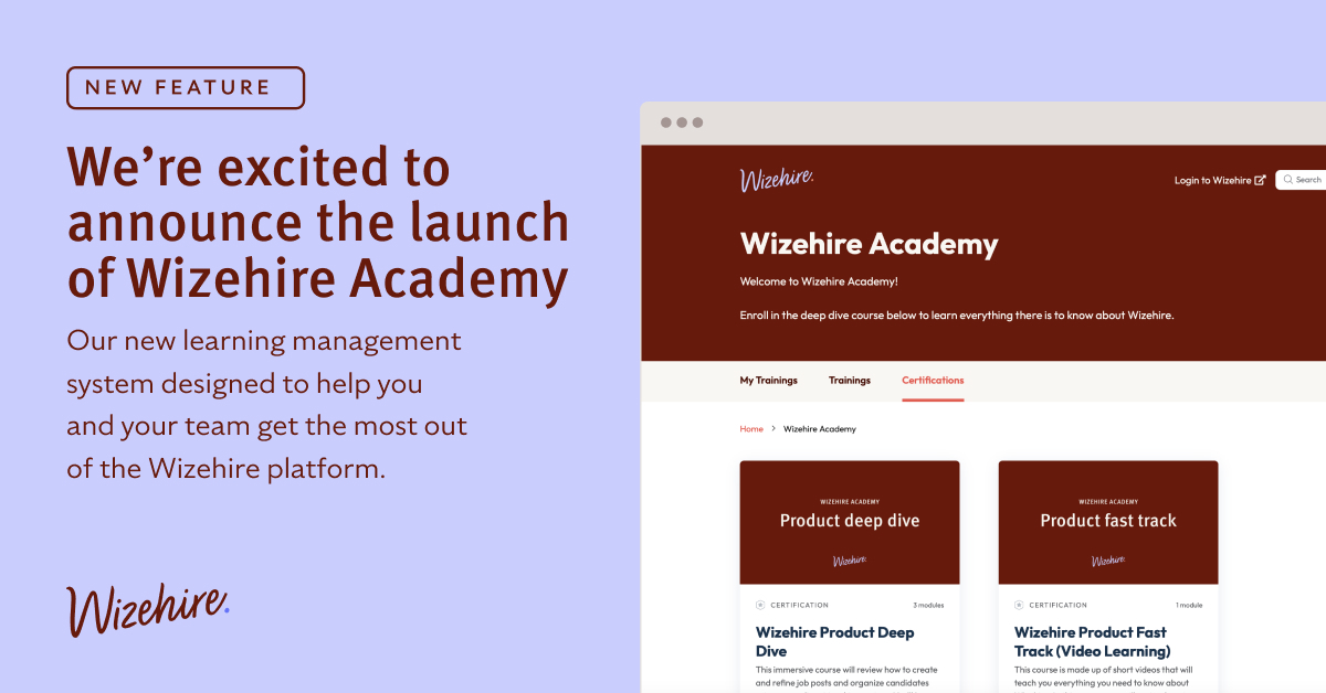 We're thrilled to announce the launch of Wizehire Academy, our new learning management system designed to help you and your team make the most out of the Wizehire platform!

Get started now and take your hiring game to the next level.🚀 
wz.hr/3UPZu9q