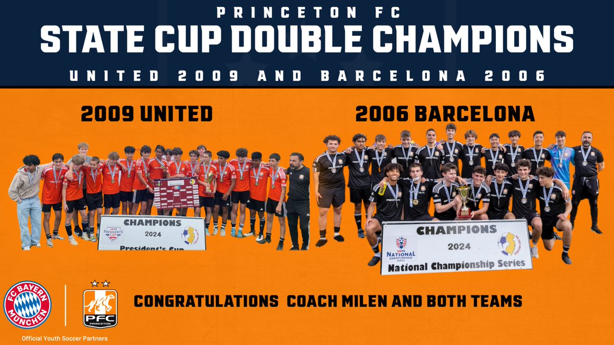 PFC_Princeton's tweet photo. What a weekend! Two state Championships! Well done to Coach Milen, 2009 United and 2006 Barcelona. Well done boys! We are proud of you! https://t.co/if26OdTbZr