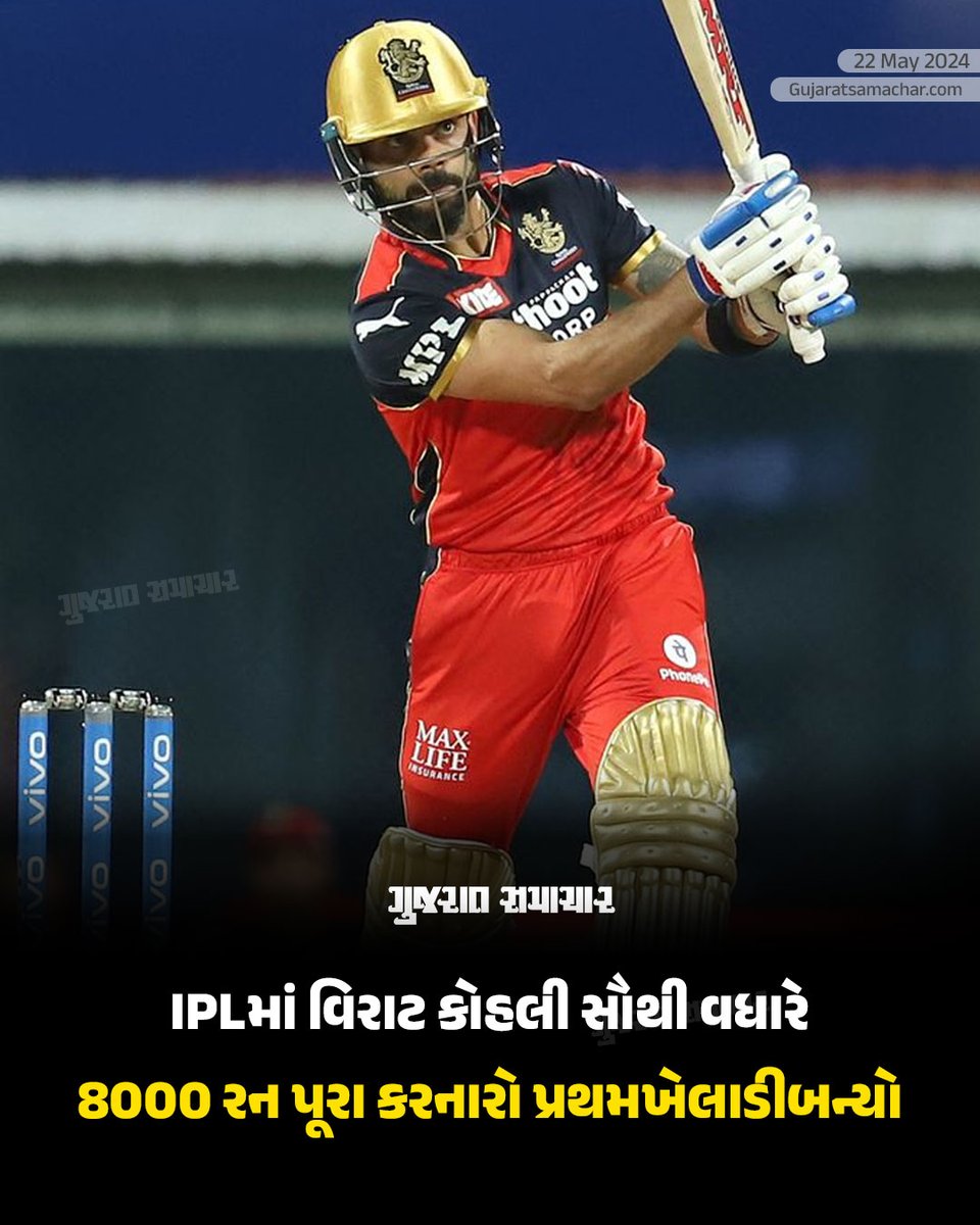 gujratsamachar's tweet photo. Virat Kohliએ ક્વોલિફાયર 2માં RCB vs RRની મેચમાં આક્રમક બેટિંગ કરીને ટીમને સારી શરૂઆત અપાવી હતી. કોહલીએ 24 બોલમાં 33 રન ફટકારીને IPLમાં 8000 રન પૂરા કર્યા હતા. આ સાથે જ કોહલી IPLમાં 8000 રન બનાવનાર પ્રથમ ખેલાડી બન્યો છે.
#ViratKohli #Ipl2024 #First #Records #Highestrun #Rcb #Gscard #Gujaratsamachar