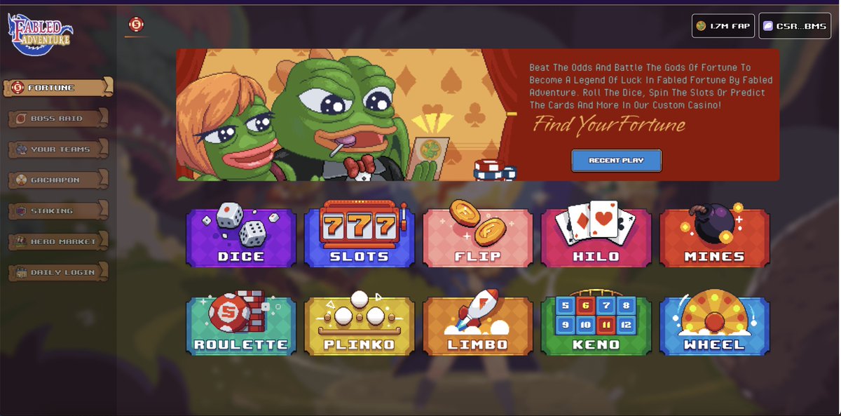 🎲 🎰 🃏 Fabled Fortune Is Live 🎲 🎰 🃏 Find Your Fortune in our custom Casino, live now at fabled-fortune.fabled-adventure.xyz We're doing a 2 Solana giveaway for people who comment there SOL address & like & retweet this tweet!