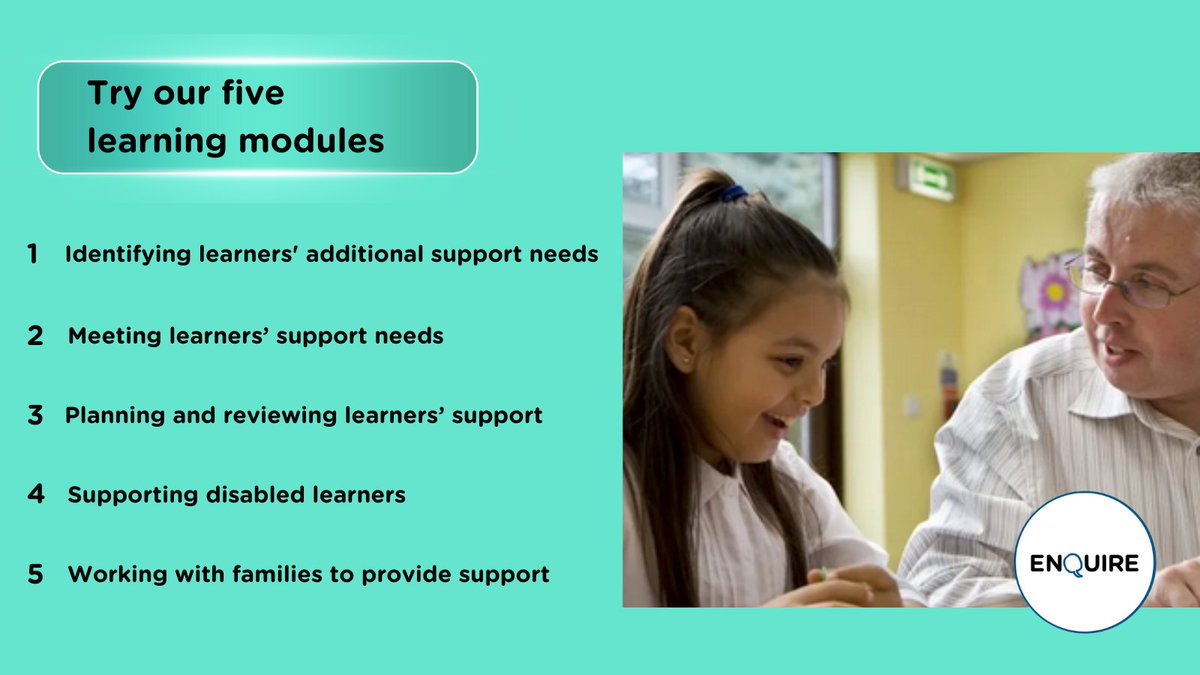 Calling all #teachers! Did you know we offer 5 FREE e-modules on additional support for learning? Developed with @FalkirkCouncil. Choose the modules that suit your needs and schedule! Takes 15 mins to complete. Link: enquire.org.uk/professionals/… #ProfessionalDevelopment #ASL