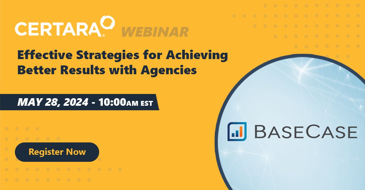 Certara's tweet image. Struggling to manage your collaborations with agencies effectively while keeping costs in check? Join us on May 28th to learn strategies to streamline workflow, cut costs, and boost agility. ow.ly/bu4F50RibF4

#BaseCase #MarketAccess #MedicalAffairs