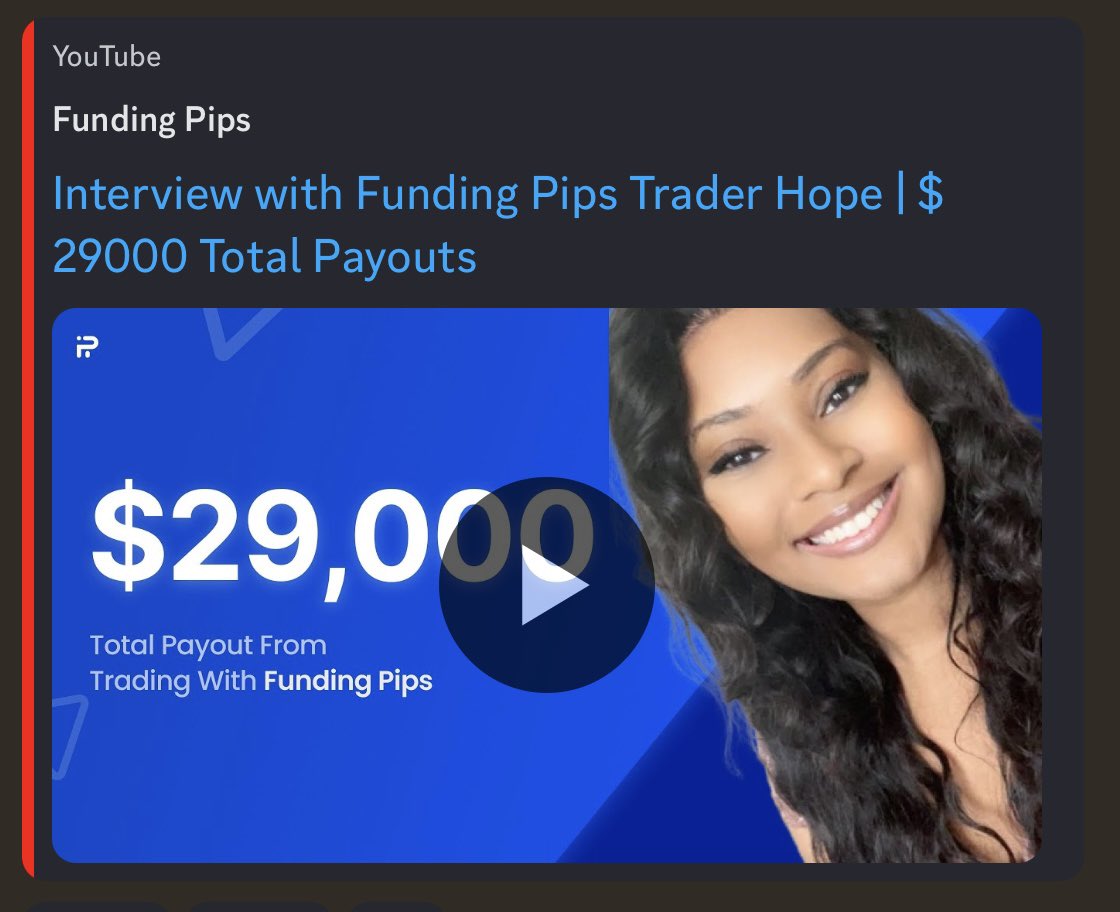 HopeKTrades's tweet photo. More Good News 🤗💖 My full interview with @fundingpips has officially posted.

This was my very first interview regarding my trading and I am honored to say I am the first woman to appear on @fundingpips  Youtube Channel. 

Big shout out to @cirendemirtrade for making me feel so comfortable to share my journey and @Khldfx for creating such an awesome and accessible prop firm.

I am truly blessed to be in this position and thankful to share my journey with all of you💐. 

Link: https://t.co/hIHv4E8CiK