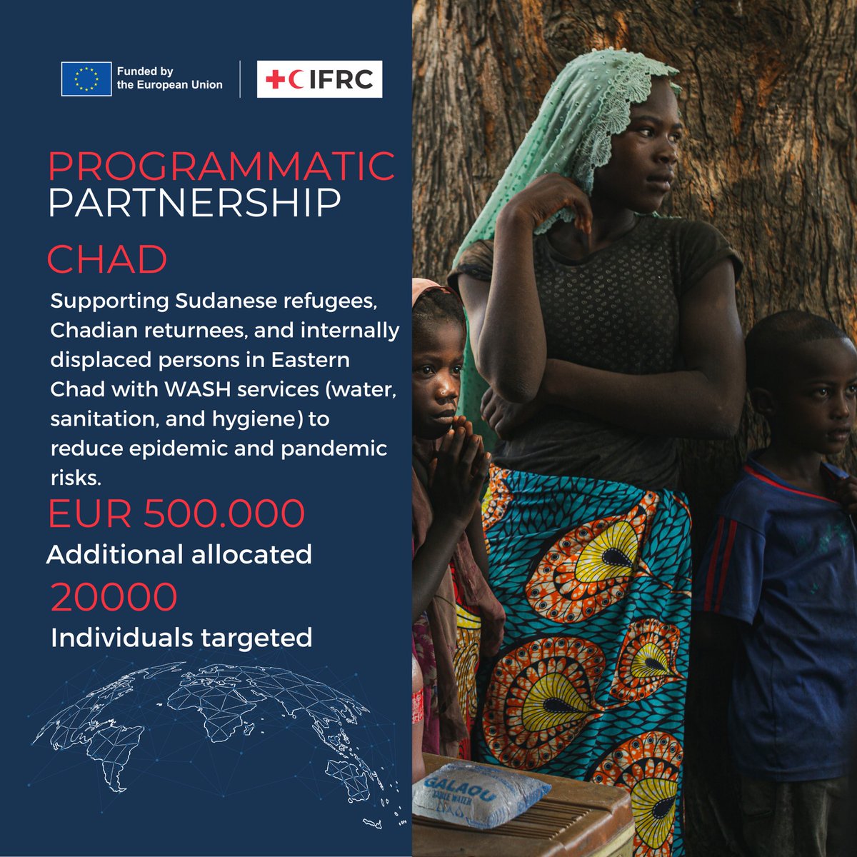 ifrc's tweet photo. Thanks to the support of the @eu_echo and @CroixRougeLu, @CroixRougeTchad constructed 400 latrines and 100 showers.
They also organized workshops to combat waterborne diseases and raise awareness about hygiene and social cohesion practices in Eastern Chad. #ForLocalAction https://t.co/xqjvVPT51E