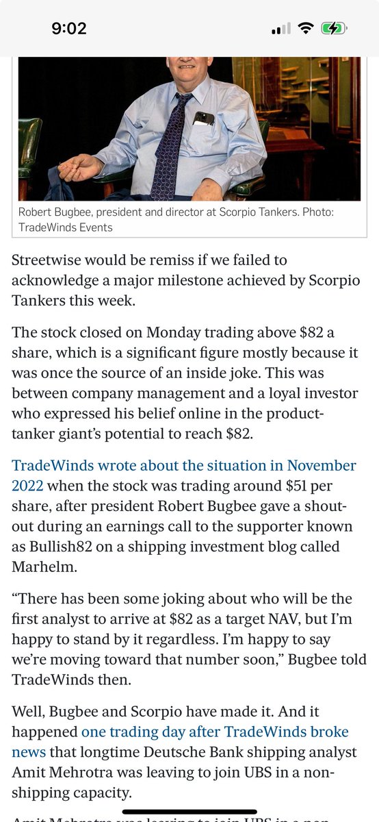 Marhelm mentioned in TradeWinds as the Bullish82 prophesy of $82/share has been fulfilled