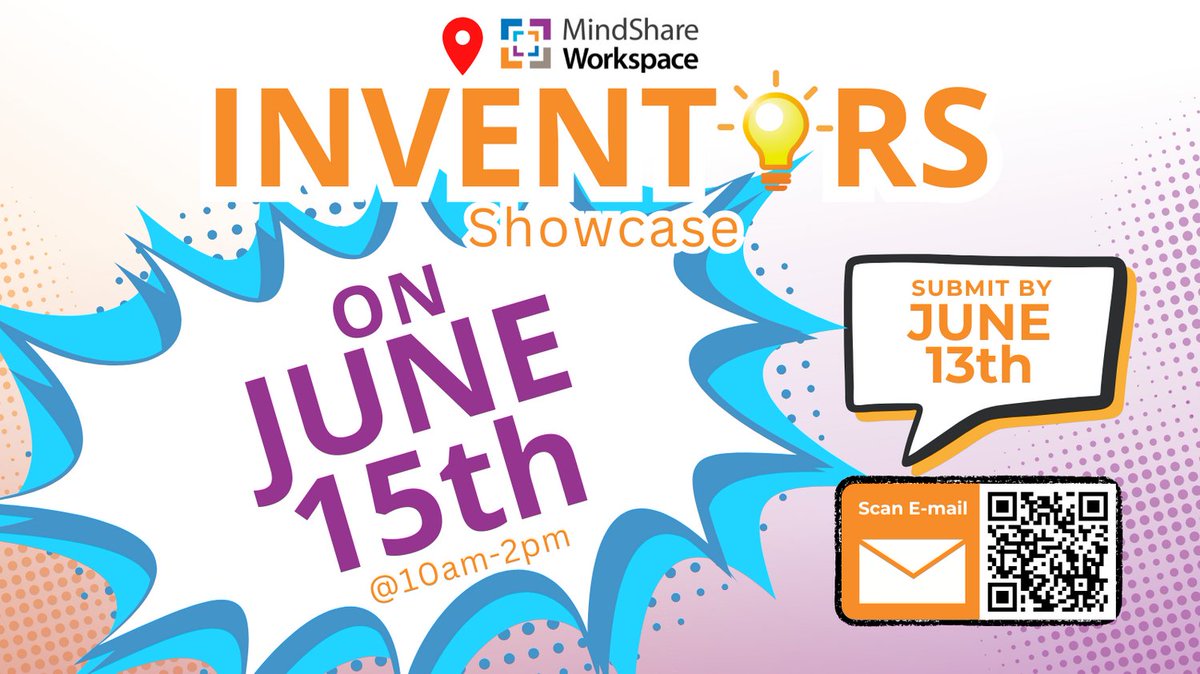 🎉 Calling all inventors! Join us for an exclusive Inventors Showcase on June 15th, from 10am-2pm, where you can display and sell your innovative products! Don't miss this chance to shine and connect with other creators. 📅 RSVP by June 13th to secure your spot. Email us today!