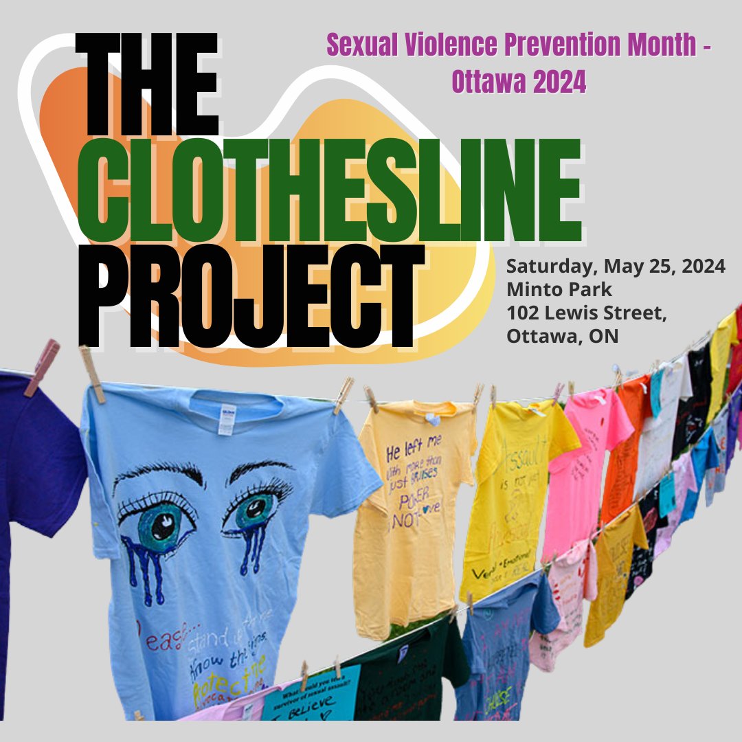 SascOttawa's tweet photo. Clothesline Project is back! 
Join us on Saturday, May 25, from 10 am—2 pm at Minto Park (102 Lewis Street), filled with yoga, painting, music, bubbles, and more. We will use artmaking as a tool to amplify our calls to end violence.

#sascottawa #SVPM2024 #ottevents #endGBV https://t.co/SI32tPkmWX