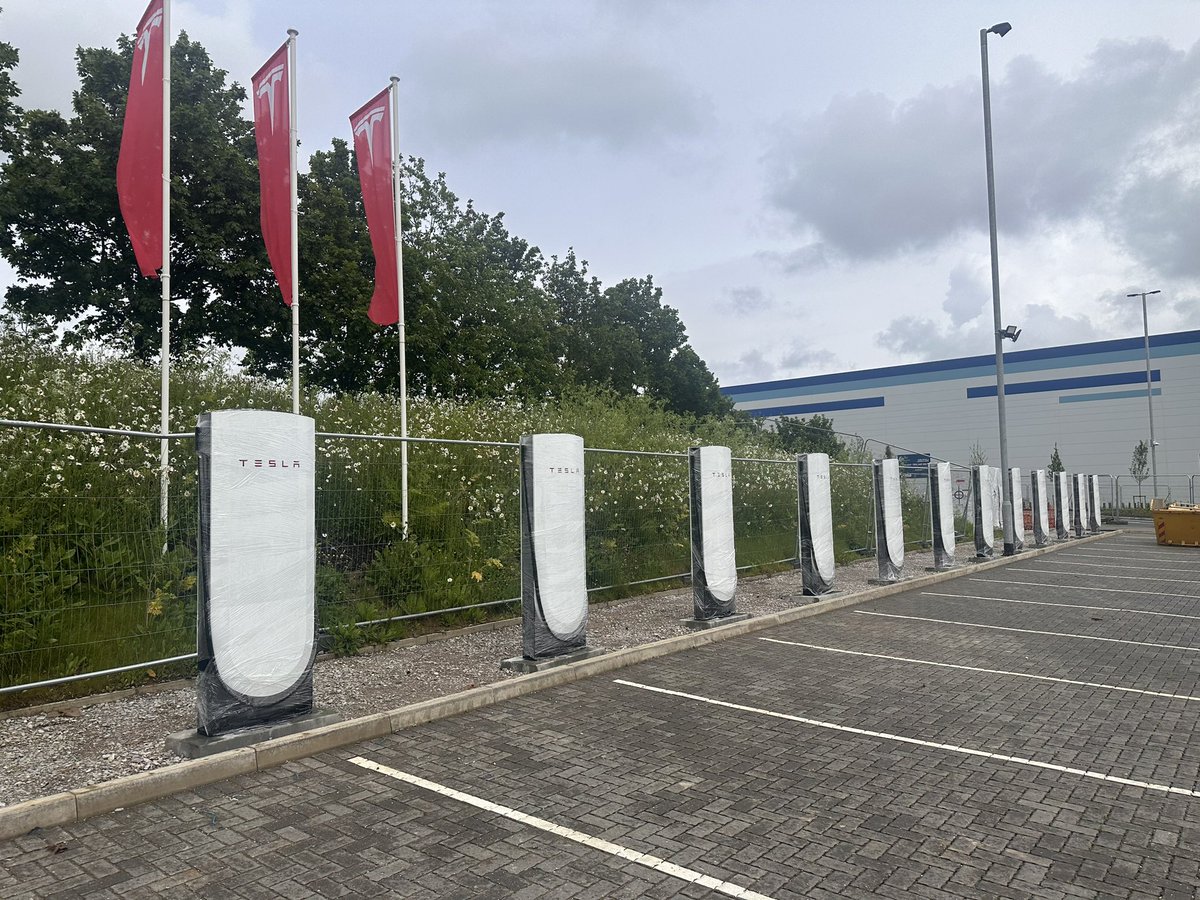 Tesla Milton Keynes Superchargers almost ready!