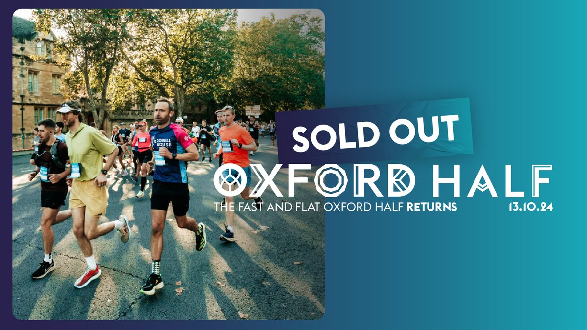 BREAKING NEWS: Oxford Half has SOLD OUT in record-breaking time

The atmosphere for 13 Oct is set to be electric!

✅ 12,000+ runners
🤝 Unmissable closed-road historic route

Missed out? You can still enter now via one of our incredible charity partners bit.ly/3QX1ewb