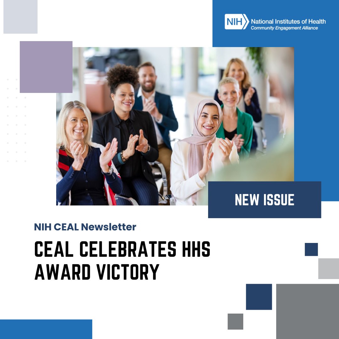 NIH CEAL received the @HHSGov Culturally and Linguistically Appropriate Services (CLAS) Champion Award for Outstanding Sustainability🎉 Read the full story in our latest newsletter here: content.govdelivery.com/accounts/USNIH… #CommunityEngagement